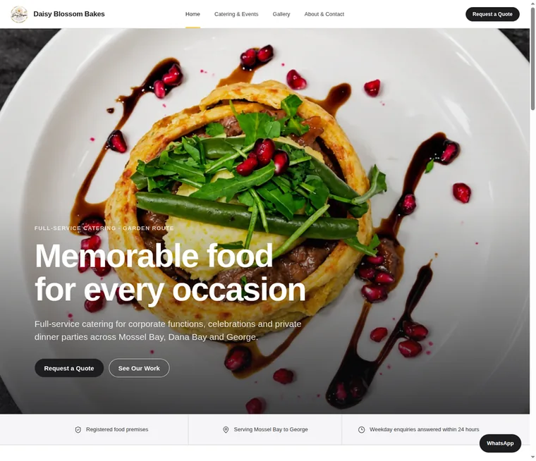 Daisy Blossom Bakes website shown on a phone